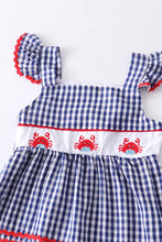Load image into Gallery viewer, Blue gingham crab ruffle set
