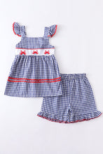 Load image into Gallery viewer, Blue gingham crab ruffle set
