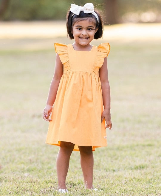 Melon Slub Ruffle Dress