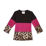 Black & leopard color block top