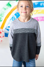 Load image into Gallery viewer, Color Block Long Sleeve Top-Grey/Silver

