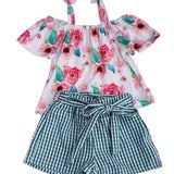 Floral top & gingham short set