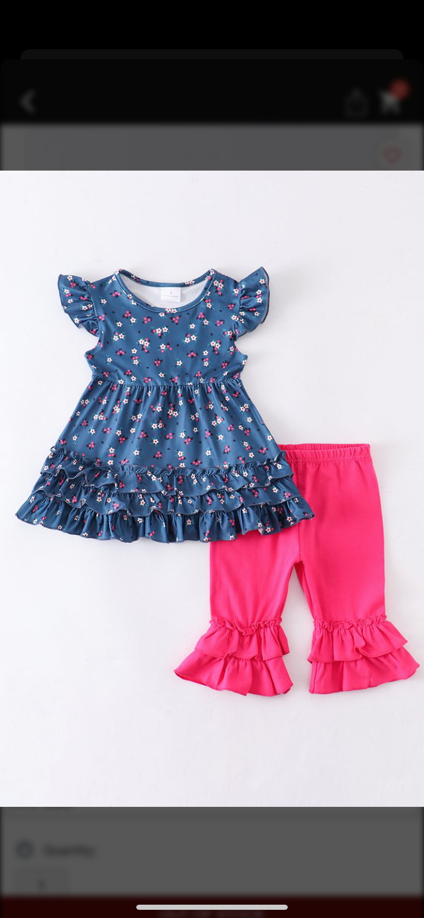 Navy Floral Short Set