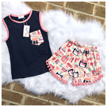 Load image into Gallery viewer, Back to school Pom Pom short set

