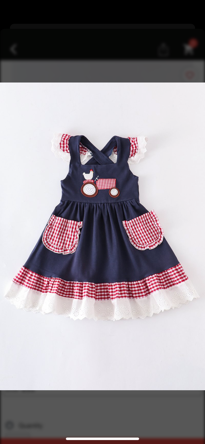 Navy Hen & Tractor Dress