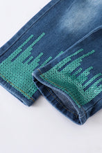 Load image into Gallery viewer, Mint off shoulder tunic &amp; sequin jean set

