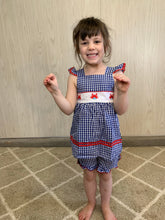 Load image into Gallery viewer, Blue gingham crab ruffle set
