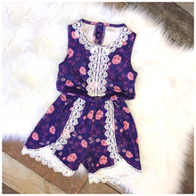 Load image into Gallery viewer, Purple Rose Romper
