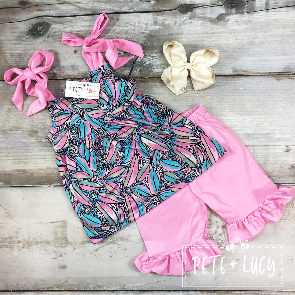 Pink Flutters Pant Set