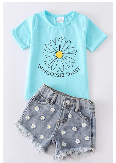 Whoopsie Daisy Denim Short Set