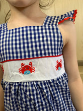 Load image into Gallery viewer, Blue gingham crab ruffle set
