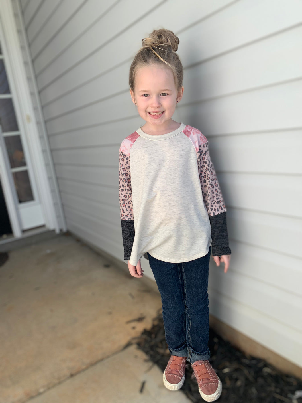 Animal print & tie dye color block top