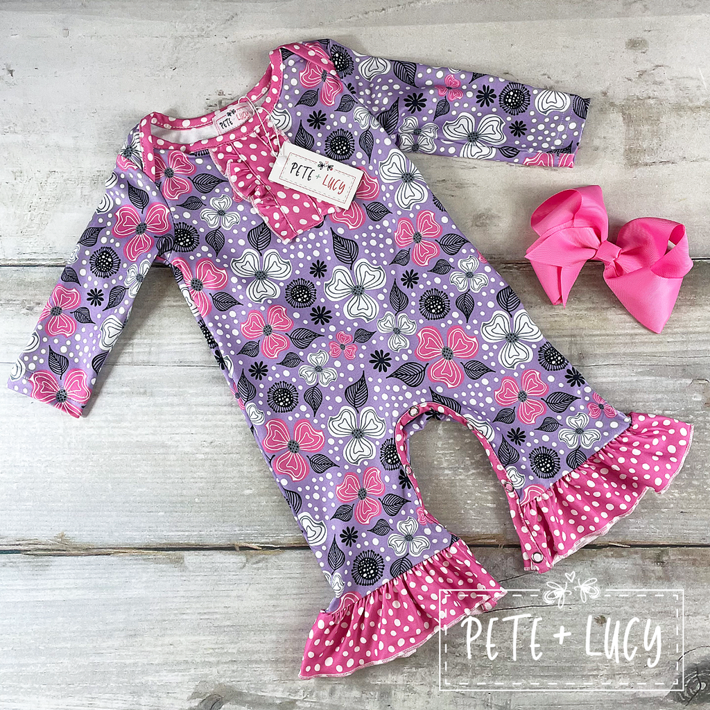 Pink posies Romper