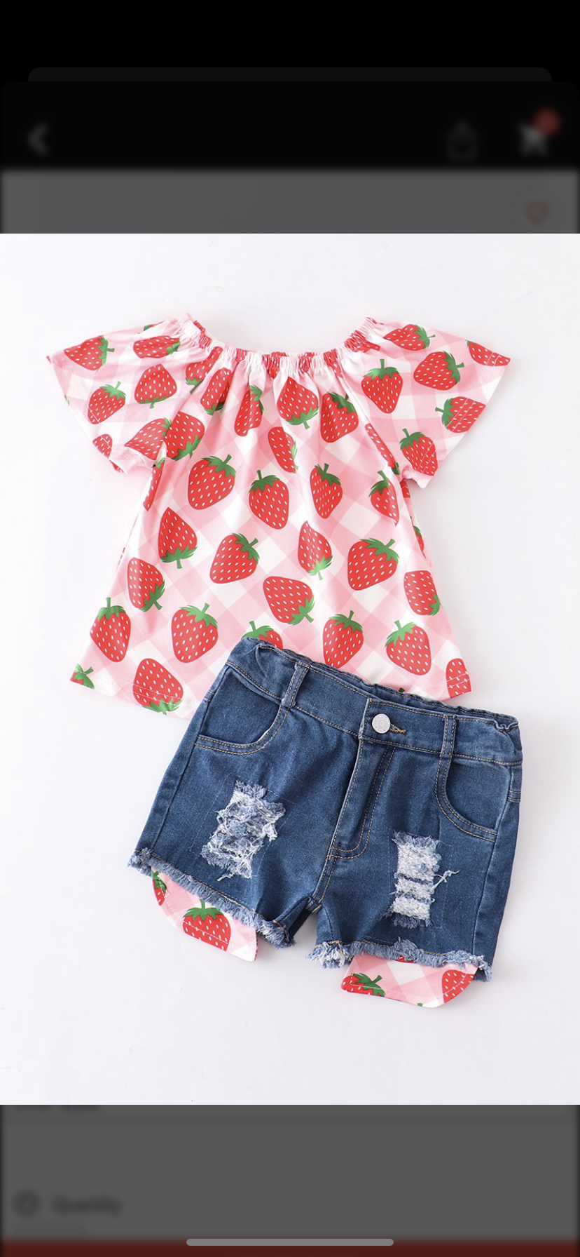 Strawberry Denim Short Set