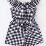 Black Plaid Ruffle Romper