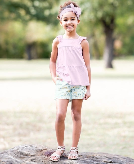 Chasing Rainbows Ruffle Trim Shorts