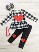 Load image into Gallery viewer, Red Glitter Heart Top &amp; Leggings
